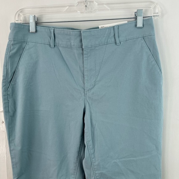 LOFT Blue Girlfriend Chino Pants Scalloped Eyelet Hem Size 10 Summer Beachy NWT - Picture 4 of 15